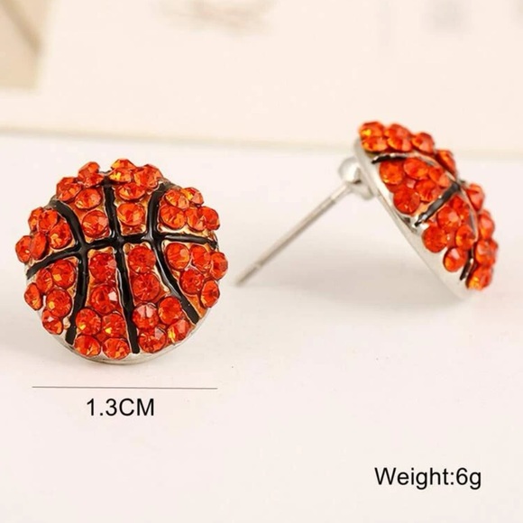 🏀 Basketball Rhinestone Earrings 🏀 - Picture 2 of 5